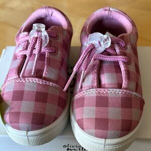 Olivia Miller Pink Plaid Kids Sneakers